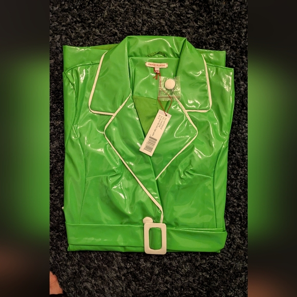 Frances Valentine Morton Rain Coat Vegan Leather Green Oyster - Picture 9 of 16